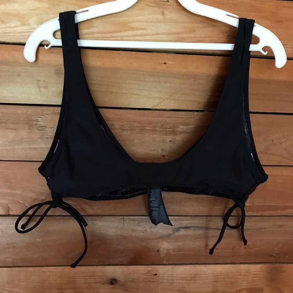 Volcom Simply Solid Bikini Top Blk Size L Nwot - image 2